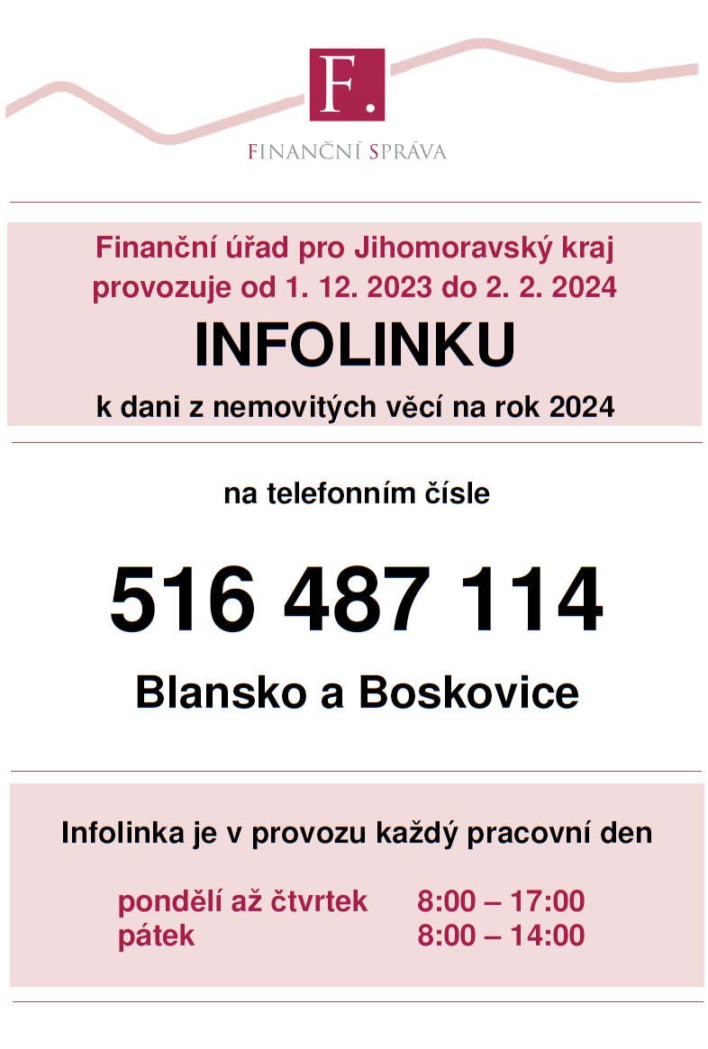 Infolinka Blansko a Boskovice
